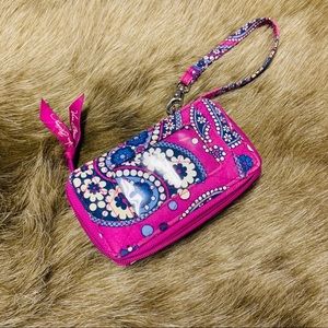 Vera Bradley Blue and Purple Paisley Zip Wristlet